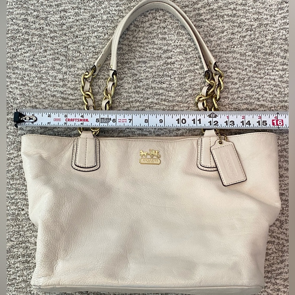 Coach Ivory Leather Tote with Gold Chain and Leather Straps Retail Style 20466 - Picture 15 of 16